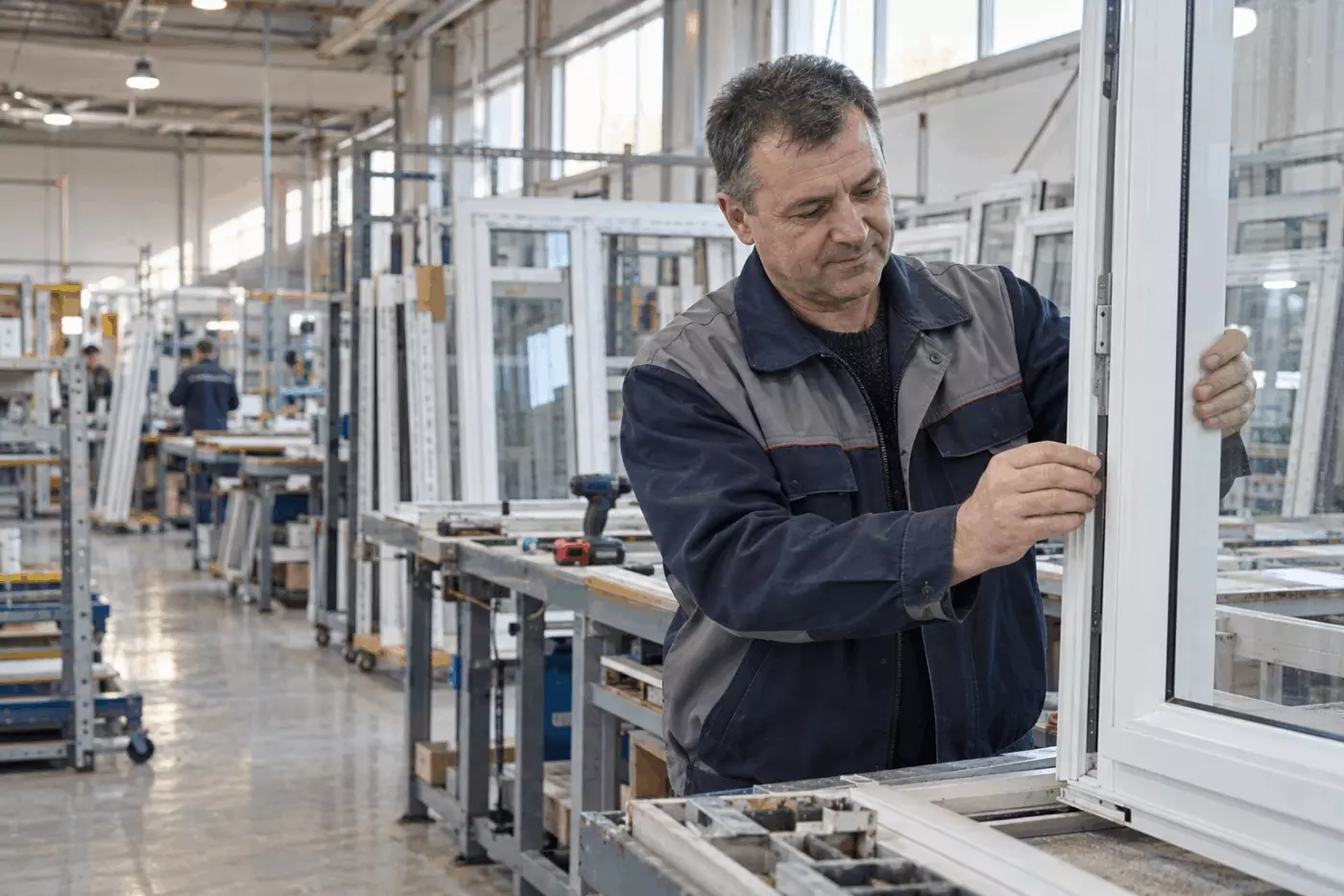 Иллюстрация проверки окна на производстве